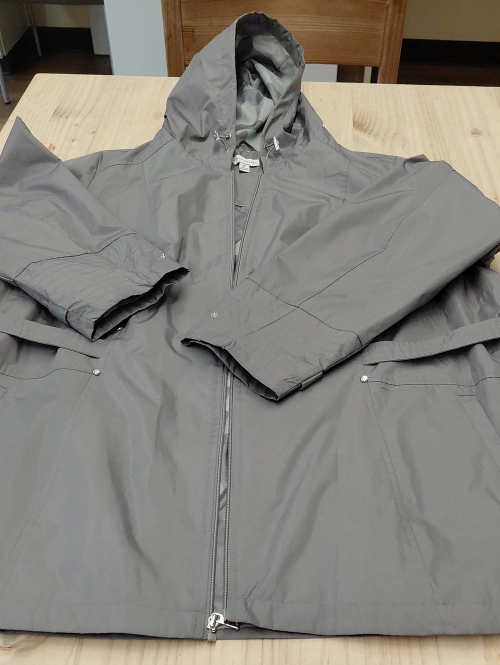 Susan Graver Light Gray Trench Coat